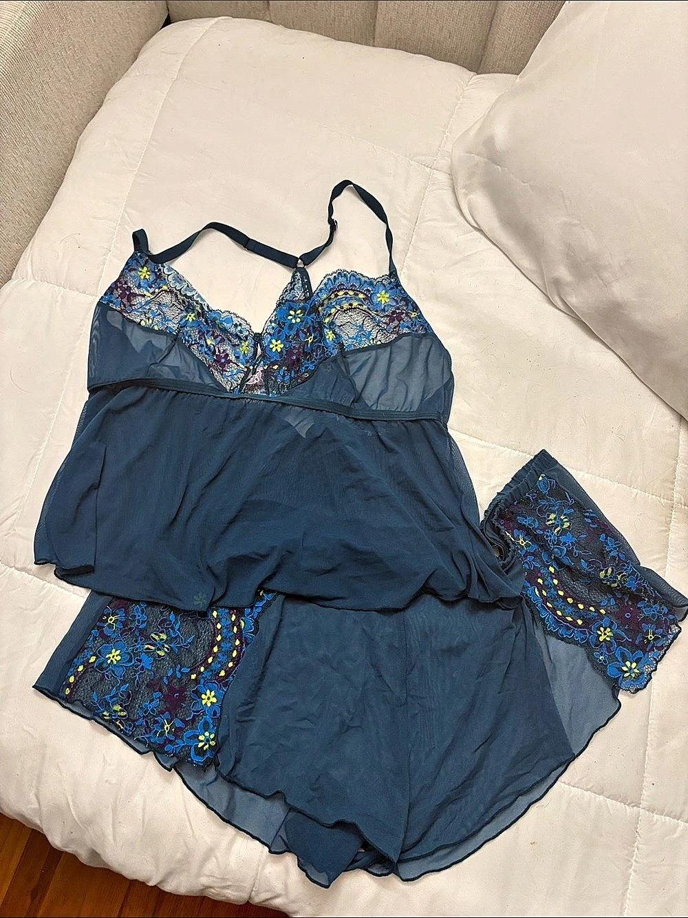 ADORE ME Seraphina PJ Set Blue Floral Size 2X
